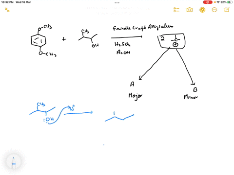 friedel-crafts-alkylation-of-14-dimethoxybenzene-and-3-methyl-2-butanol-using-sulfuric-acid-and-glacial-acetic-acid-there-are-two-potential-carbocations-formed-during-this-reaction-show-the-51219