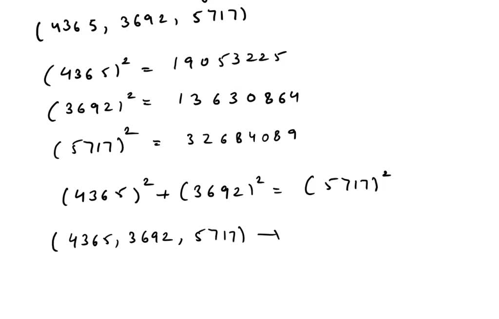 SOLVED: Euclid's formula for generating Pythagorean triples is this ...