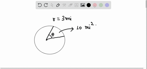 the-area-of-a-sector-of-a-circle-with-radius-3-miles-is-10-square-miles-find-the-angle-of-the-sector-31419