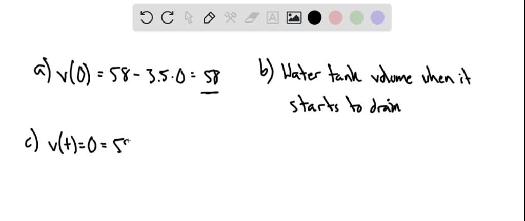 SOLVED: 'A tank with some water in it begins to drain: The function v(t ...