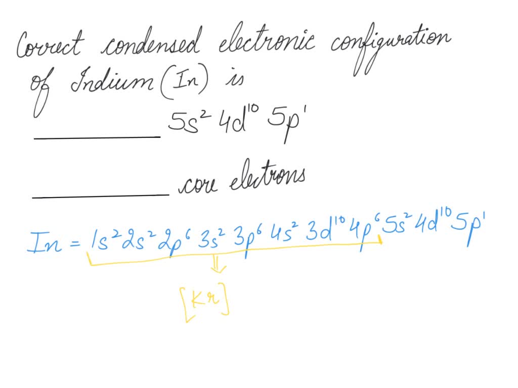 SOLVED: The correct condensed electron configuration for indium (In) is ...