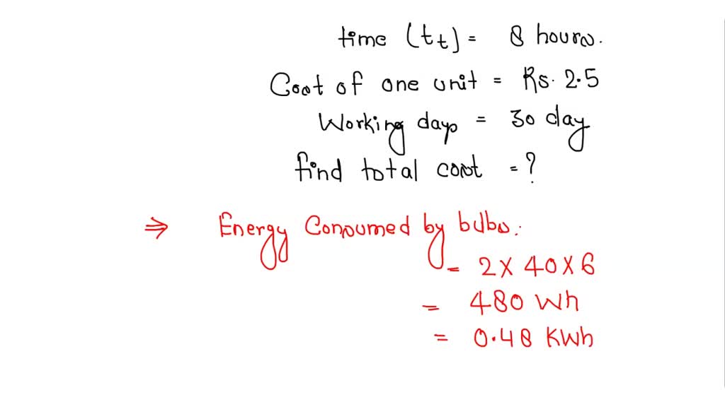 Calculate the electricity bill amount for a month of 30 days, if the