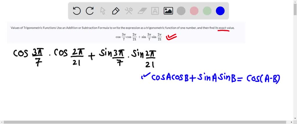 SOLVED: Values of Trigonometric Functions Use an Addition or ...
