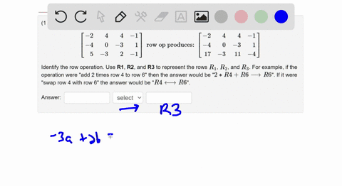 point-the-matrix-on-the-right-results-after-performing-a-single-row-operation-on-the-matrix-on-the-left-32-2-4-3-row-op-produces-3-1-4-3-17-3-11-identify-the-row-operation-use-r1-r2-and-r3-t-50823