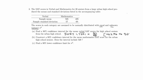 the-sat-scores-in-verbal-and-mathematics-for-20-seniors-from-large-urban-high-school-pro-duced-the-means-and-standard-deviations-listed-in-the-accompany-ing-table-verbal-mathematics-505-495-85557