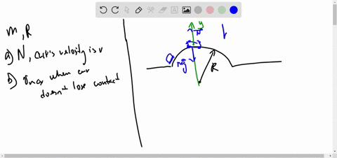 a-car-of-mass-m-passes-over-a-bump-in-a-road-that-follows-the-arc-of-a-circle-of-radius-r-as-shown-in-figure-p643-a-what-force-does-the-road-exert-on-the-car-as-the-car-passes-the-highest-point-of-the