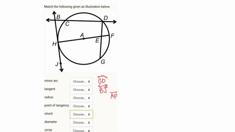 match-the-following-given-an-illustration-below-a-minor-arc-choose_-tangent-choose_-radius-choose_-point-of-tangency-choose-chord-choose__-diameter-choose__-circle-choose-secant-choose__-maj-99431