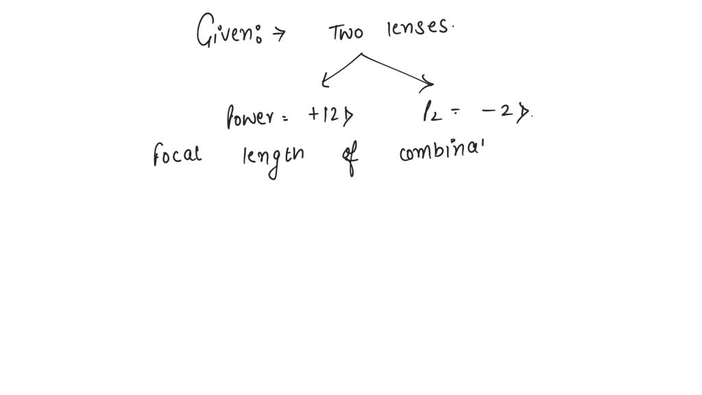 SOLVED Two lenses of power + 12 and 2 diopters are placed in contact. The combined focal
