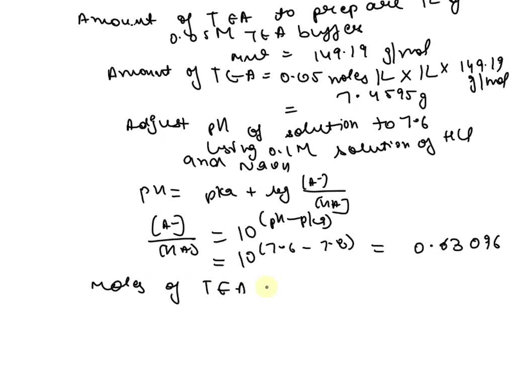 SOLVED: Triethanolamine (TEA) buffer is a popular organic buffer. Its ...