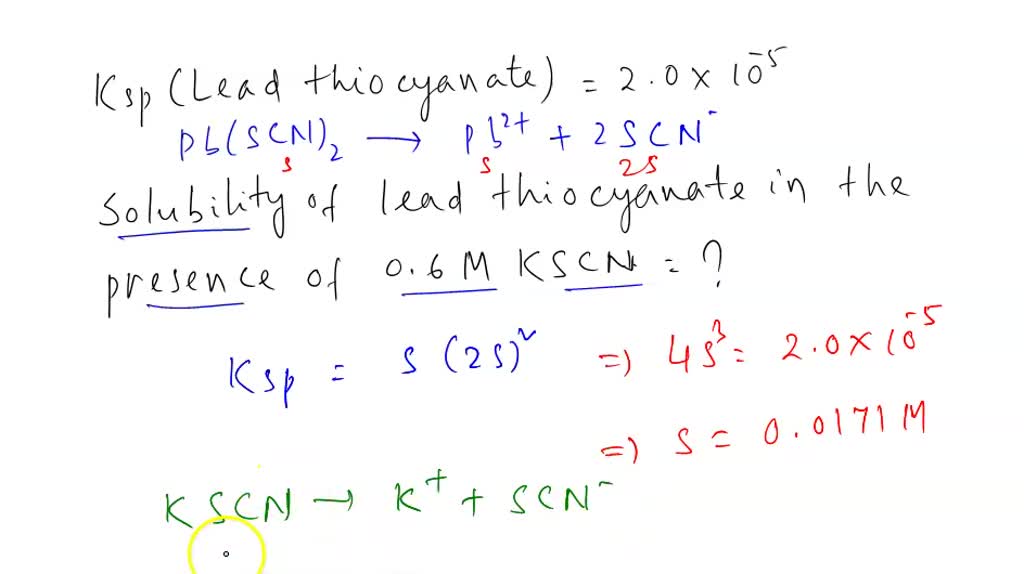 SOLVED Part B Calculate the molar solubility of lead thiocyanate in 0.