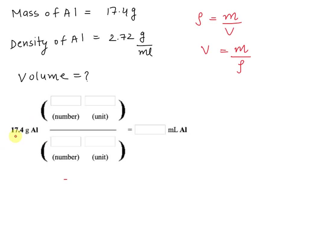 SOLVED Use unit analysis to show how to calculate the volume occupied