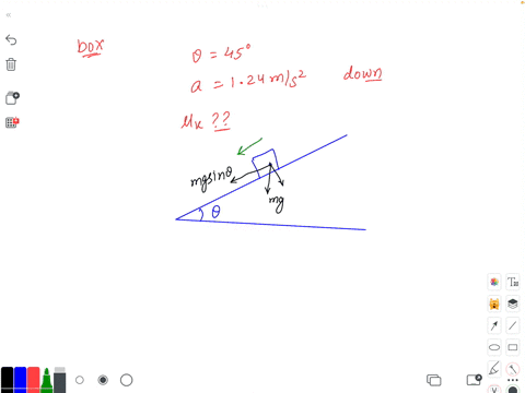 a-box-slides-down-a-45-incline-with-an-acceleration-of-124-ms2-down-the-incline-what-is-the-coefficient-of-kinetic-friction-between-the-block-and-the-incline-94714