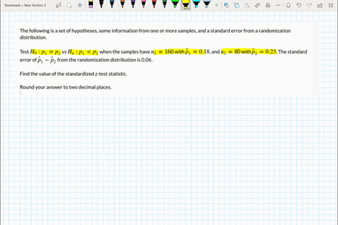 the-following-is-a-set-of-hypotheses-some-information-from-one-or-more-samplesand-a-standard-error-from-a-randomization-distribution-test-ho-p1-p2-vs-ha-pt-pz-when-the-samples-have-n1-160-wi-84022