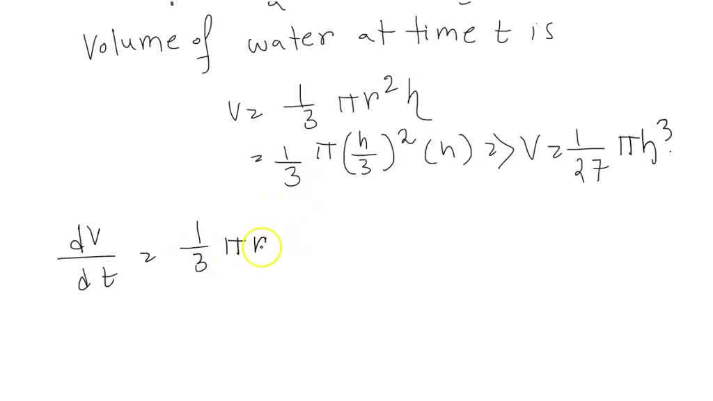SOLVED Water is leaking out of an inverted conical tank at a rate of