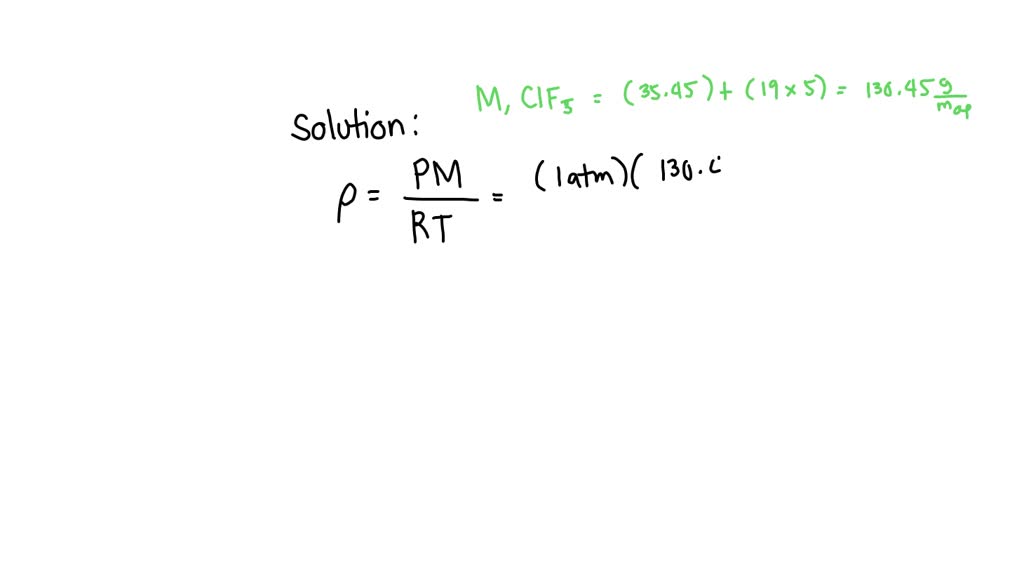 SOLVED Calculate to three significant digits the density of chlorine
