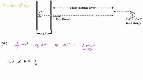 proton-pt-is-accelerated-from-rest-through-a-pair-of-parallel-plates-as-shown-below-its-speed-after-exiting-the-plates-is-150-x-106-ms-as-it-travels-directly-toward-a-fixed-object-with-posit-96255