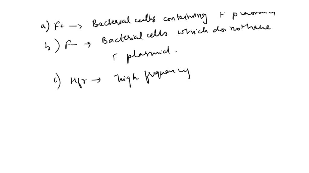 SOLVED: What types of matings are possible between F+, F-, Hfr, and F ...