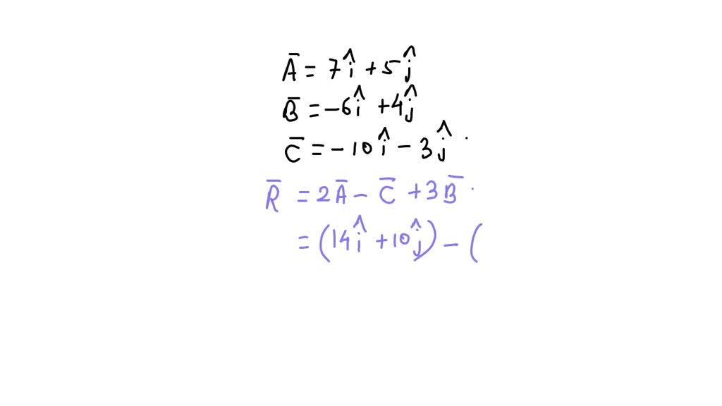 SOLVED: Given The Vectors A=7i+5j , B=-6i+4j And C= -10i-3j The ...