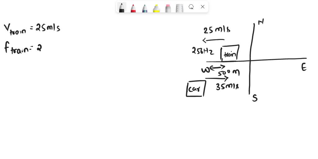 SOLVED A train is moving west at 25 m/s and blows its horn, which has