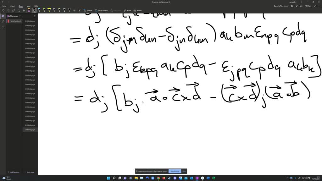 SOLVED: d⃗[a⃗×{b⃗×(c⃗×d⃗)}]=[(b⃗·d⃗)[a⃗·(c⃗×d⃗)] a⃗[a⃗×[a⃗×(a⃗×b⃗)]=a^2 ...