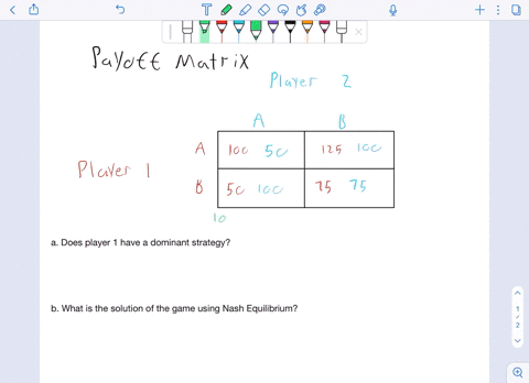 two-players-two-strategies-payoffs-are-given-by-the-following-matrix-player-2-b-player-1-100-50-125100-b-50-100-7575-a-10-points-does-player-have-a-dominant-strategy-if-yes-indicate-it-b-20-02906