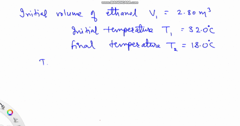 a-steel-tank-is-completely-filled-with-280-m3-of-ethanol-when-both-the-tank-and-the-ethanol-are-at-a-temperature-of-320c-when-the-tank-and-its-contents-have-cooled-to-180c-what-additional-vo-71115