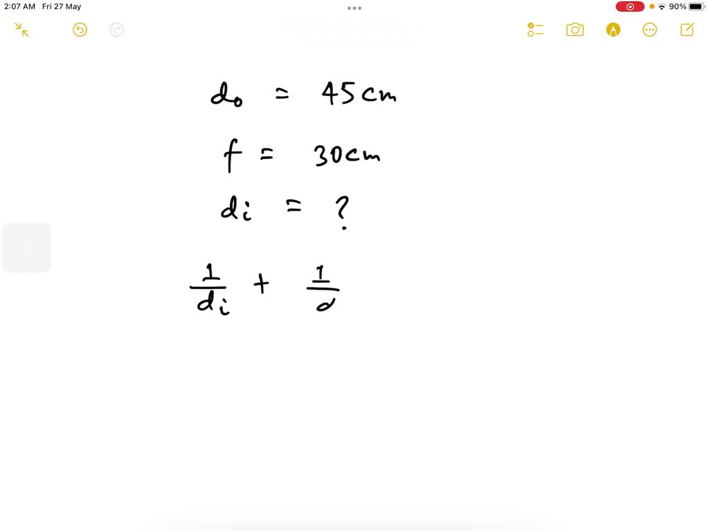 SOLVED: concave mirror object d = 45 cm f=30 cm The figure above shows ...