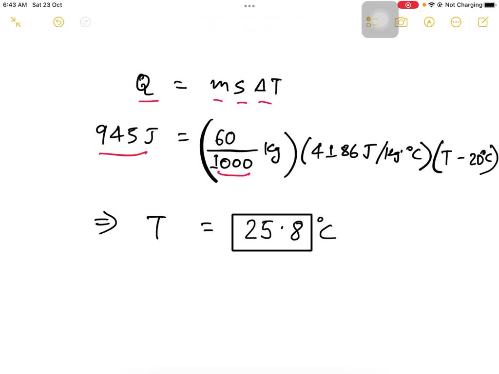 SOLVED What is the final temperature (in °C) of 100.1 g of water