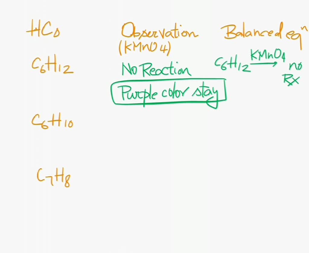 Solved D Reaction With Potassium Permanganate Balanced Equation For Oxidation Hydrocarbon 8498