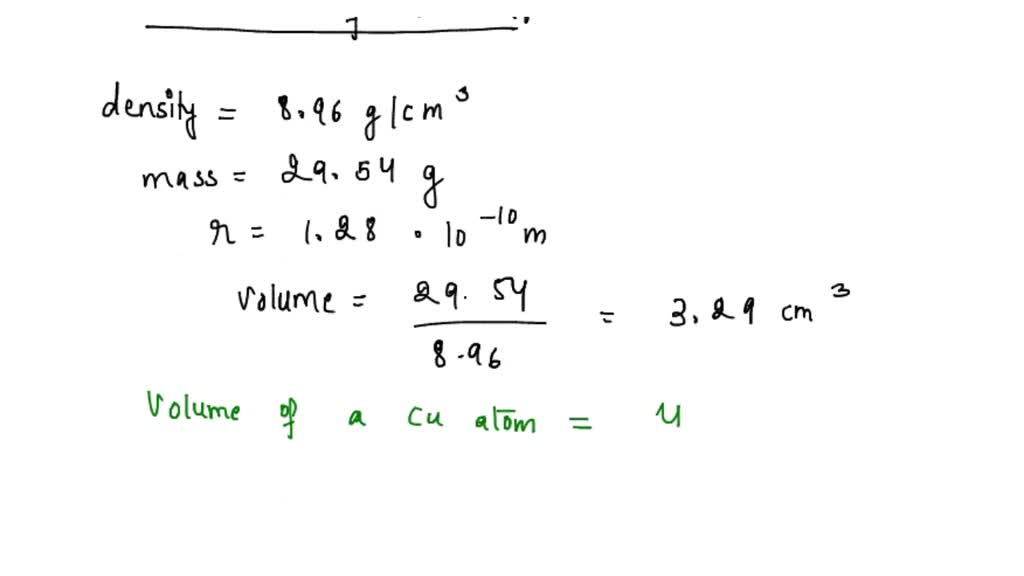 SOLVED: A cube of copper metal has a density of 8.96 g/cm3. The cube ...