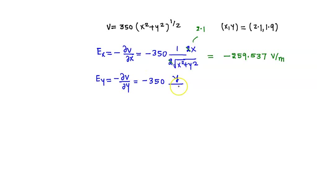 SOLVED: The electric potential in a region of space is V = 350Vâ‹…mâˆš ...