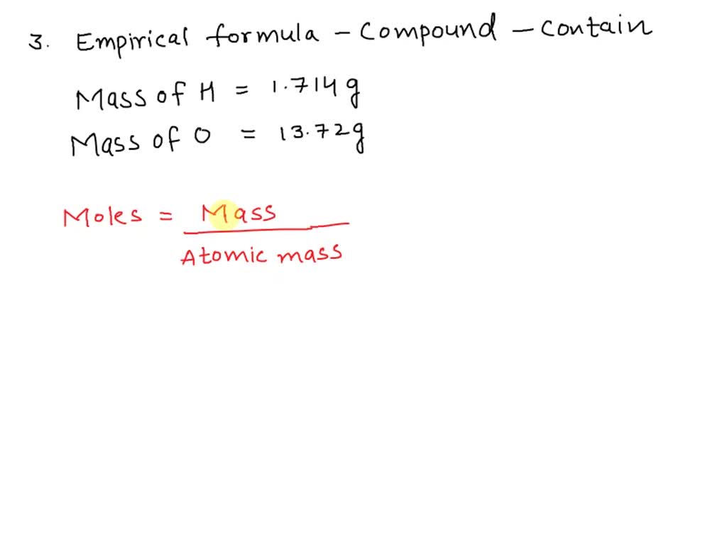 SOLVED What is the expected empirical formula for the compound that