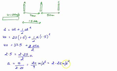 a-train-moves-along-a-straight-track-with-constant-acceleration-three-telegraph-poles-are-set-at-intervals-beside-the-track-at-points-a-b-and-c-where-ab40-m-and-bc50-m-the-train-passes-a-wit-99253