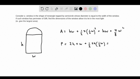 20-points-norman-window-is-in-the-shape-of-rectangle-topped-by-semicircle-wnose-diameter-equal-to-the-width-of-the-window-if-guch-window-has-perimeter-of-30ft-find-the-dimensions-of-the-wind-43972
