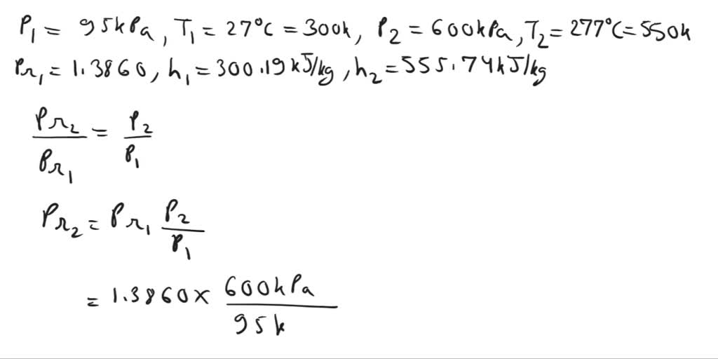 Solved: Air Is Compressed By An Adiabatic Compressor From 95 Kpa And 27 