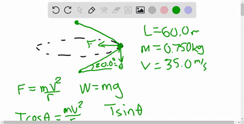 a-model-airplane-of-mass-0750-kg-flies-with-a-speed-of-350-ms-in-a-horizontal-circle-at-the-end-of-a-600-m-control-wire-as-shown-in-figure-p760a-the-forces-exerted-on-the-airplane-are-shown-in-figure-