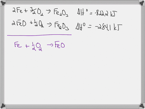 determine-the-standard-heat-of-formation-for-feos-given-the-following-values-for-the-heats-of-reaction-at-25-and-atm-for-the-following-reactions-fes-32-0g-feo-s-ais-822-2-efeos-12-024-feo-s-56356