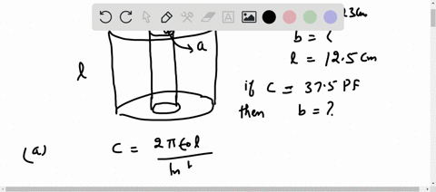 a-cylindrical-capacitor-consists-of-a-solid-inner-conducting-core-with-radius-0230-cm-surrounded-by-an-outer-hollow-conducting-tube-the-two-conductors-are-separated-by-air-and-the-length-of-68593