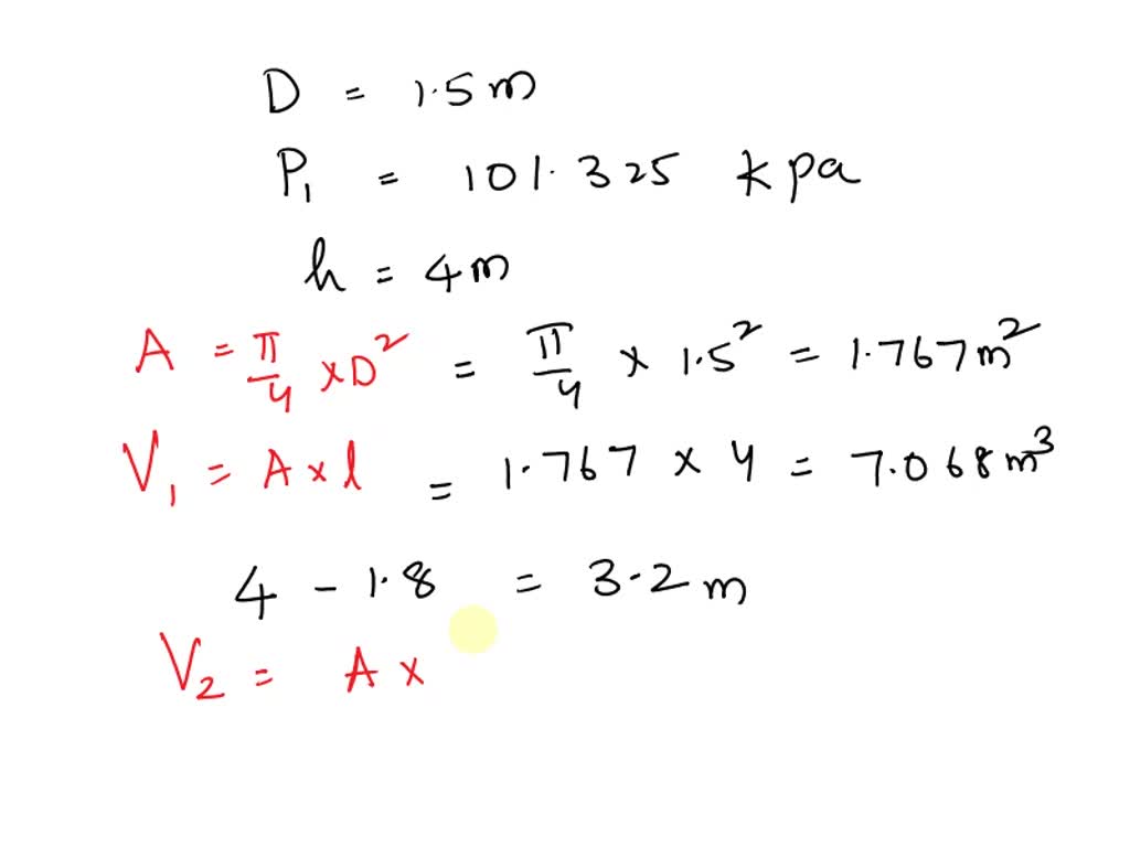 SOLVED: A Cylindrical Tank Having A Diameter Of 1.5 M And A Height Of 4 ...