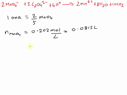 the-concentration-of-oxalate-ion-c2o42-in-a-sample-can-be-determined-by-titration-with-a-solution-of-permanganate-ion-mno4-of-known-concentration-the-net-ionic-equation-for-this-reaction-is-62158