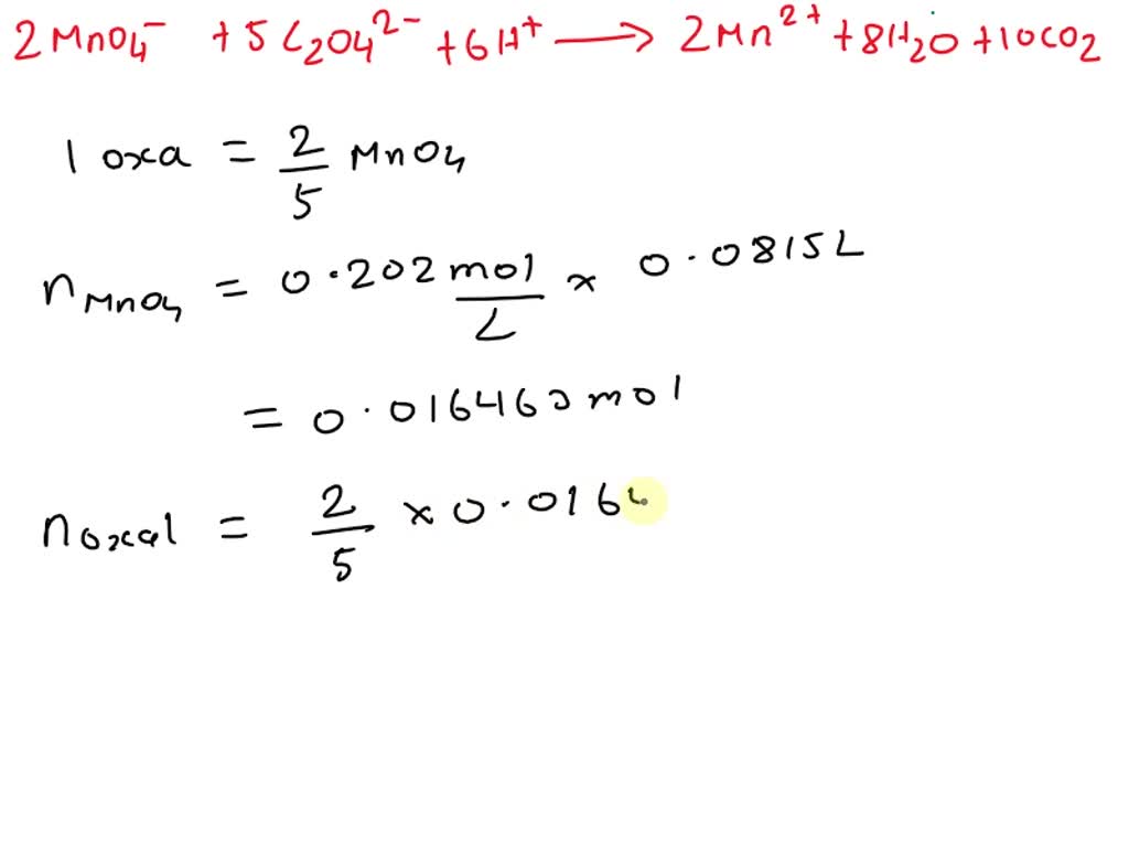 The concentration of oxalate ion (C2O42â€“) in a sample can be ...