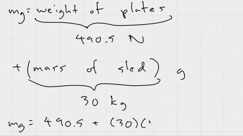 question-2-a-john-is-pushing-a-sled-in-the-gym-the-sled-mass-is-30-kg-and-the-weight-of-the-plates-on-top-of-it-is-4905-n-the-coefficient-of-static-friction-between-the-floor-and-sled-is-025-01967