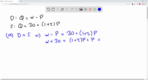 demand-and-supply-for-a-good-are-given-by-the-following-two-equations-demand-q-p-supply-q-30-1-p-where-q-and-p-denote-the-quantity-and-price-respectively-the-parameter-is-the-maximum-price-c-63444