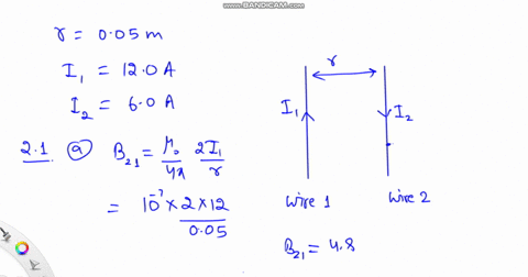 two-parallel-wires-are-separated-by-a-distance-of-005-m-wire-1-located-at-the-left-carries-a-current-of-120-a-wire-2-located-at-the-right-carries-a-current-of-60-a-flowing-in-the-opposite-di-17536