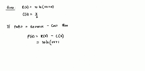 the-total-revenue-received-from-the-sale-of-x-items-is-given-by-rx-30in2x-10-while-the-cost-function-to-produce-x-items-is-cx-if-profit-revenue-cost-write-the-profit-function-px-then-find-th-32448