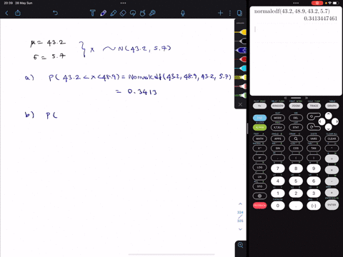 a-population-is-normally-distributed-with-mean-432-and-standard-deviation-57-find-the-following-probabilities-round-your-answers-to-four-decimal-places-a-p432-x-489-b-p414-x-446-c-px-500-d-p-87162
