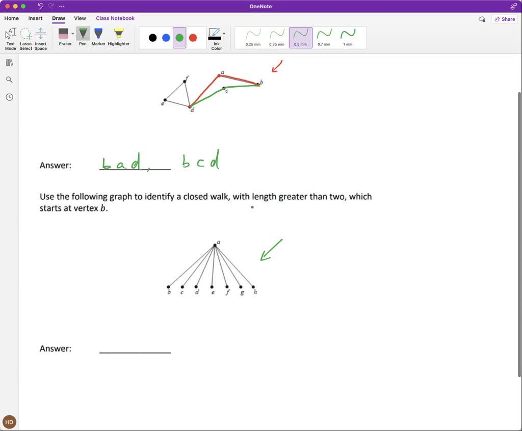 SOLVED: Use The Following Graph To Identify A Walk Of Length 2 That ...