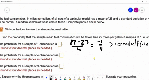 the-fuel-consumption-in-miles-per-gallon-of-all-cars-of-particular-model-has-mean-of-23-and-standard-deviation-of-4-the-population-distribution-can-be-assumed-to-be-normal-a-random-sample-of-38932