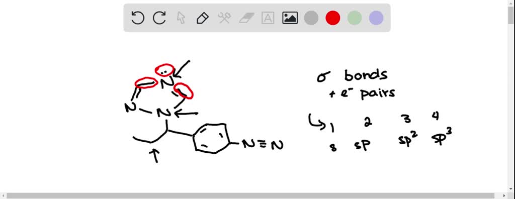SOLVED: Consider the molecule below: Determine the hybridization at ...