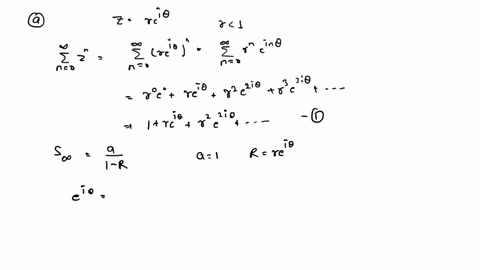 12-tthis-exercise-makes-interesting-use-of-the-geometric-series-a-use-the-formula-for-show-that-geometric-series-with-re0-where-t-to-eine-t-cos-0-ir-sin-0-172-_-rcos-0-2-b-use-part-a-to-obta-61551